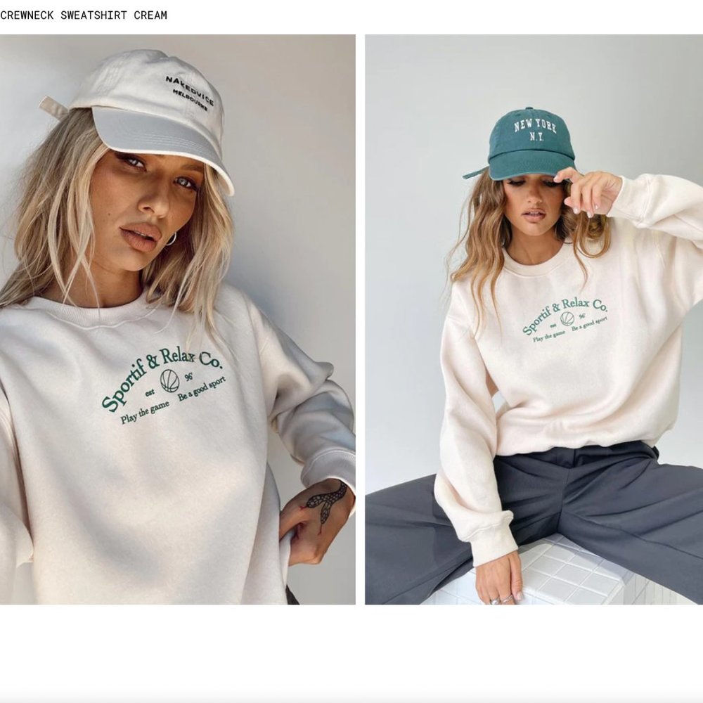 Princess Polly - MVP Oversized Crew Neck Sweatshirt - Cream - Size 0 - Picture 1 of 4